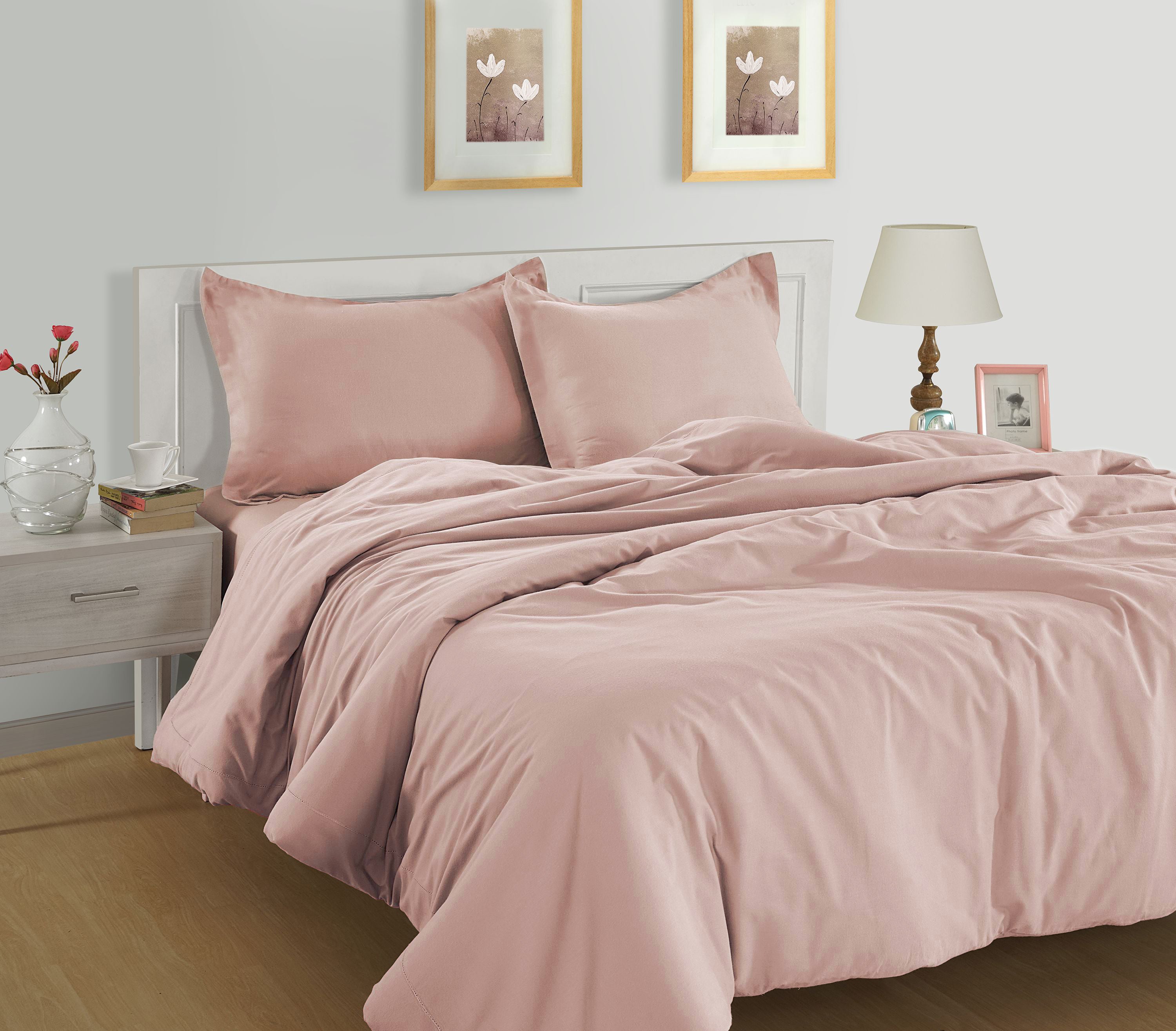 100% Organic Washed Cotton Quilt Cover Set - Sepia Rose